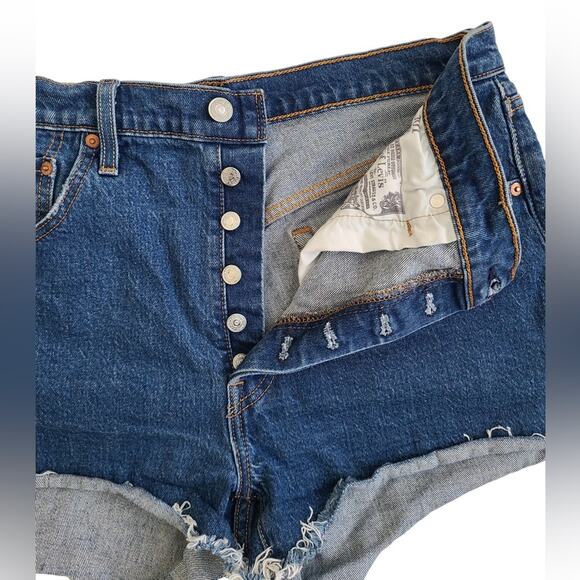 Levi’s 501 Button Fly High Waisted Jean Shorts 32 - Picture 3 of 6